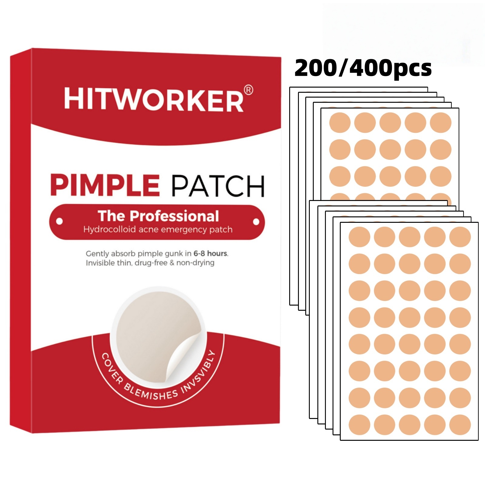 Skincare Moisturizer - 200/400 Patchs anti-acné pour peaux foncées,
